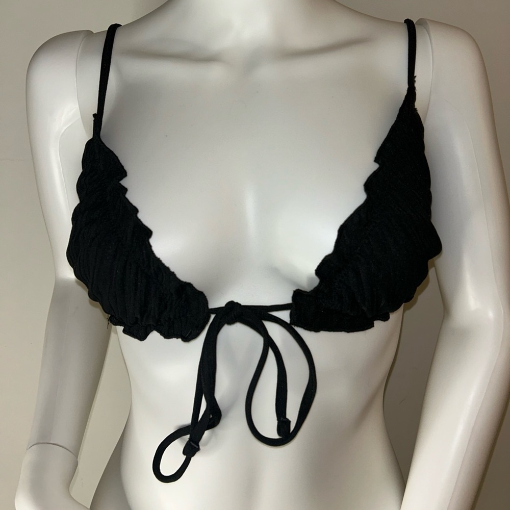 Shein Lettuce Trim Tie Front Bikini Set